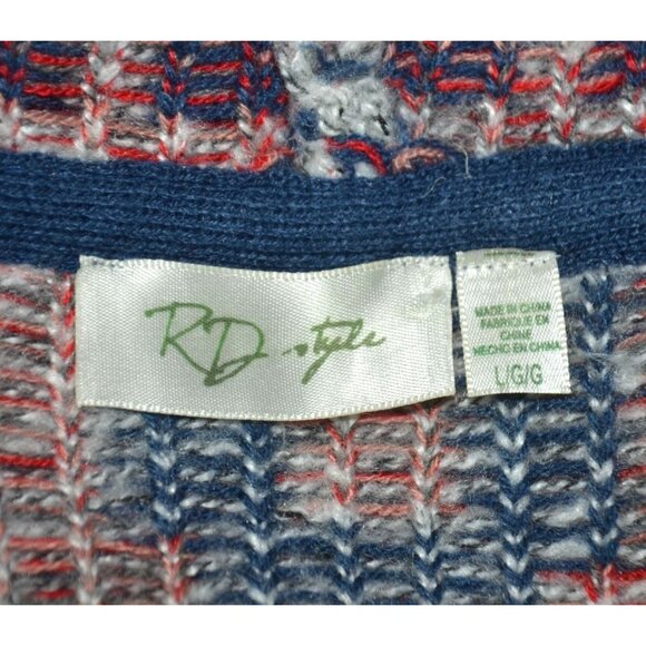 RD Style Ladies Gray Open Front Cardigan Sweater Size L Southwest Aztec Warm - Picture 11 of 13